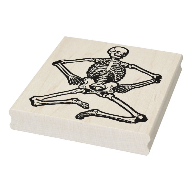 Sitting skeleton illustration art stamp (Stamp)