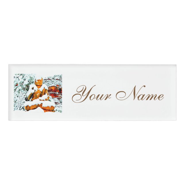 sitting snow buddha name tag (Front)