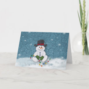 Sitting Snowman Christmas Card