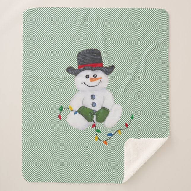 Sitting Snowman  Sherpa Blanket (Front)
