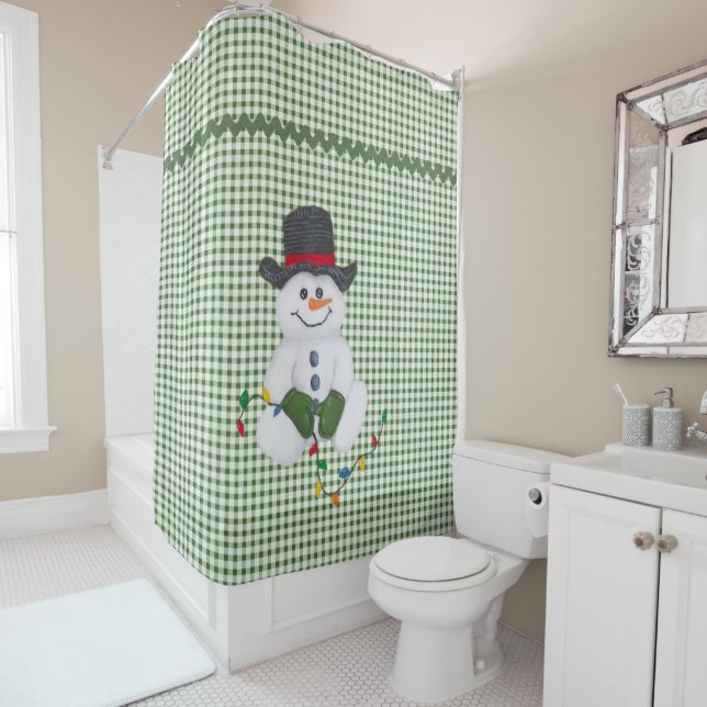 Sitting Snowman Shower Curtain (In Situ)