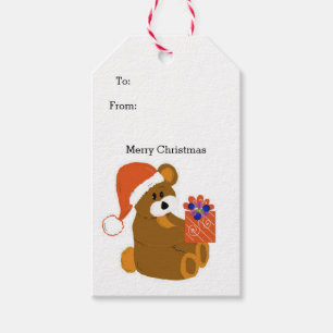 Sitting Stuffed Bear Kids Holiday Gift Tags