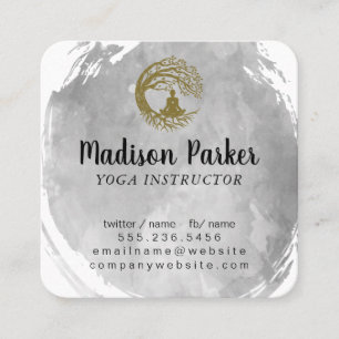Sitting Under Tree Watercolor Brushed Square Business Card