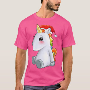 Sitting Unicorn With Santas Hat Gift Idea T-Shirt