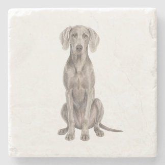 Sitting Weimaraner Natural Stone Coaster