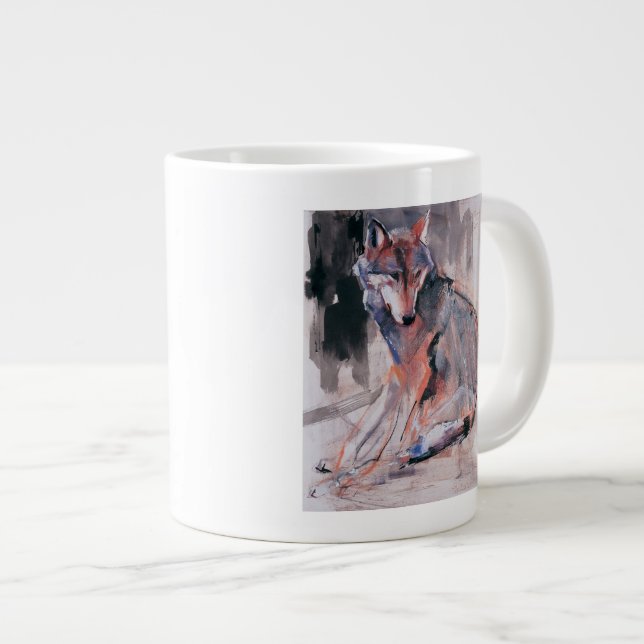 Sitting Wolf 2000 Large Coffee Mug (Front Right)