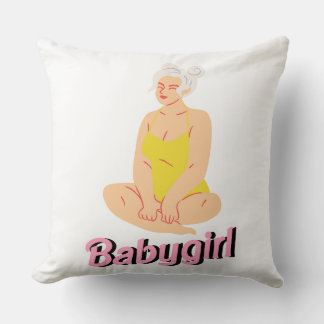 Sitting Woman in Yellow Swimsuit Babygirl Cushion
