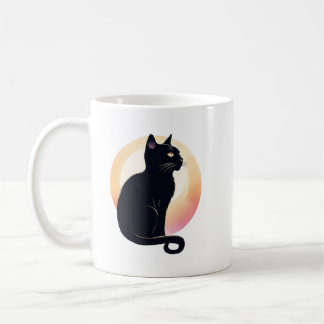 Sittng black cat coffee mug