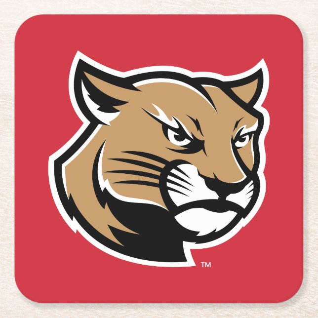 SIUE Cougars Square Paper Coaster (Front)