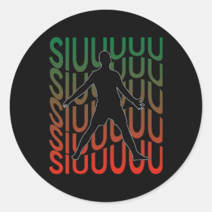 Siuuu Funny Soccer Footll Boys Men Women Soccer Pl Classic Round Sticker