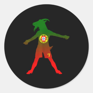 Siuuu Real Goat Rtugal Flag Soccer Men Women Kids  Classic Round Sticker