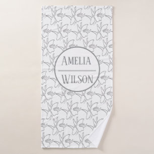 Siver Orchid Flower Plant Pattern Bath Towel