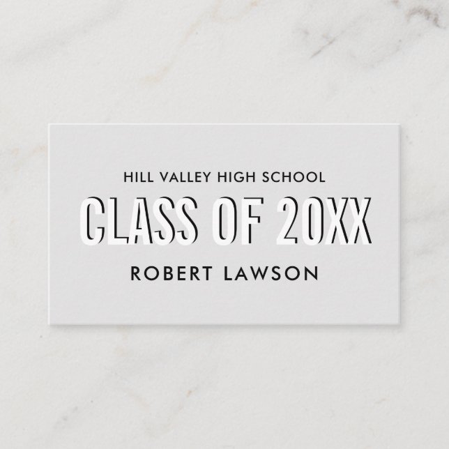 Sivler Grey  Class Graduation Name Social Icon Business Card (Front)