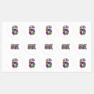 Six 6 Spray-Painted Colorful