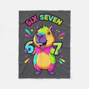 Six Cartoon Seven 67 Capybara Trendy Fleece Blanket