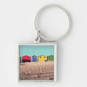 Six Colourful Beach Hut Cape Town, South Africa Key Ring
