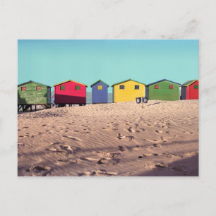 Six Colourful Beach Hut Cape Town, South Africa Postcard