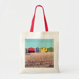 Six Colourful Beach Hut   Cape Town, South Africa Tote Bag