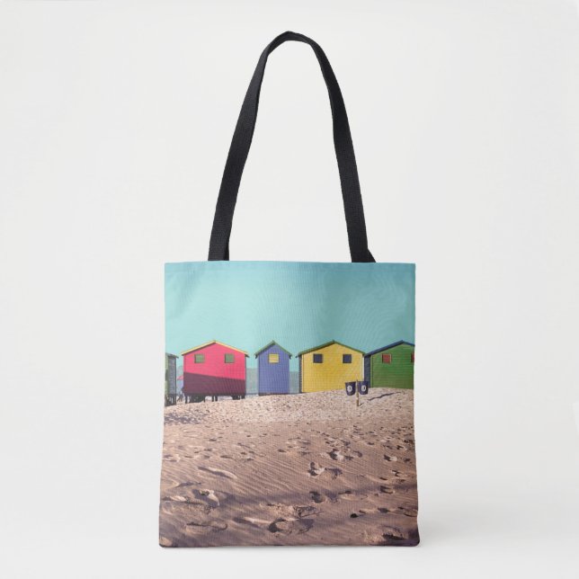 Six Colourful Beach Hut | Cape Town, South Africa Tote Bag (Front)
