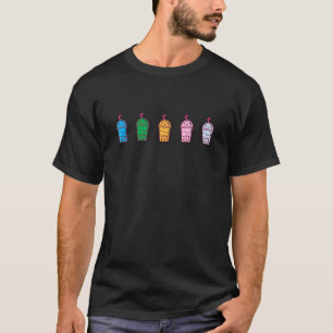 Six Colourful Smiling Bubble Milk Tea Cups Boba Dr T-Shirt