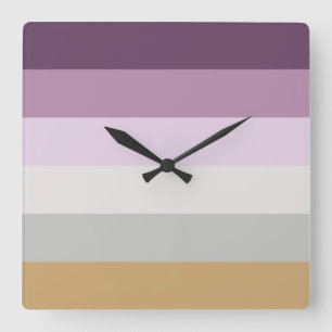 Six Colours - Blue Violet Purple Pink Grey Yellow Square Wall Clock