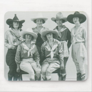 Six cowgirls in hats and sashes. mouse mat