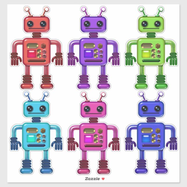 Six Cute Colourful and Fun Robot Friends (Sheet)