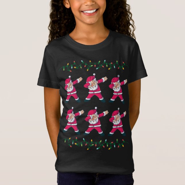 Six Dabbing Santas Christmas T-Shirt (Front)