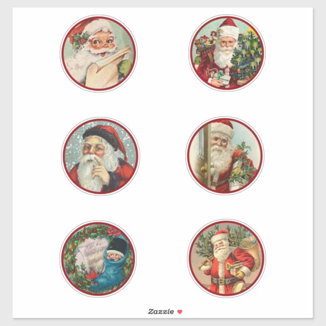 Six Different Painted Ventage Santa (Sheet)