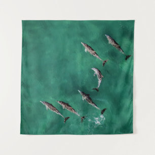 SIX DOLPHINS AT CALM WATER TAPESTRY