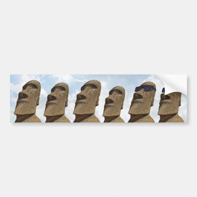 Six Easter Island Moai - Bumper Sticker (Front)