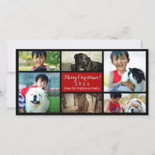 Six Family Pics Merry Christmas Photo Collage Holiday Card