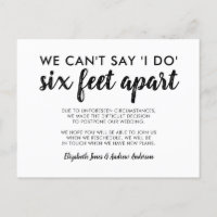 Six Feet Apart Postponed Change of Date Wedding