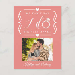 Six Feet Apart Wedding Postponement Change of Date Announcement Postcard