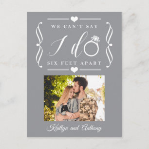 Six Feet Apart Wedding Postponement Change of Date Announcement Postcard