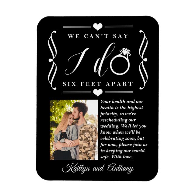 Six Feet Apart Wedding Postponement Change of Date Magnet (Vertical)