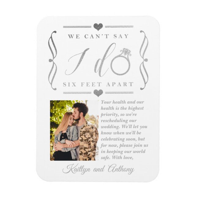 Six Feet Apart Wedding Postponement Change of Date Magnet (Vertical)