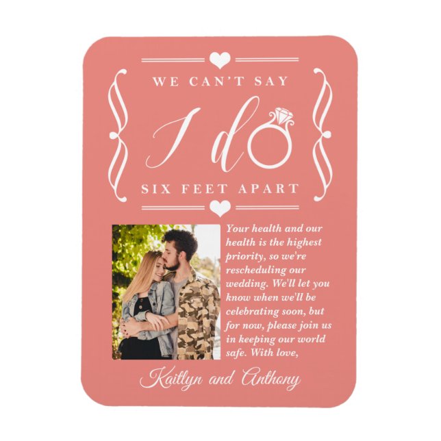 Six Feet Apart Wedding Postponement Change of Date Magnet (Vertical)