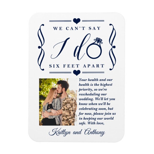 Six Feet Apart Wedding Postponement Change of Date Magnet (Vertical)