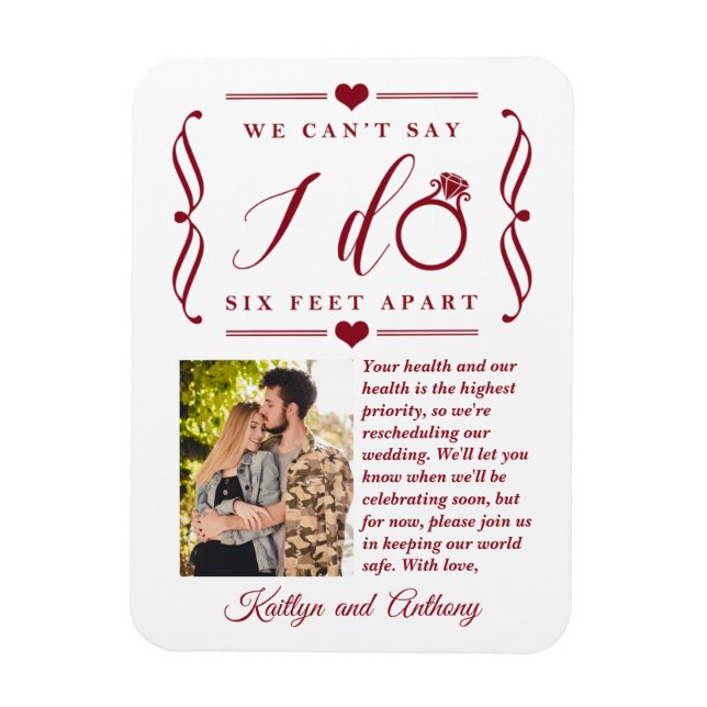 Six Feet Apart Wedding Postponement Change of Date Magnet (Vertical)