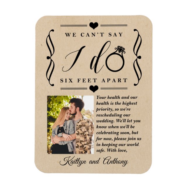 Six Feet Apart Wedding Postponement Change of Date Magnet (Vertical)