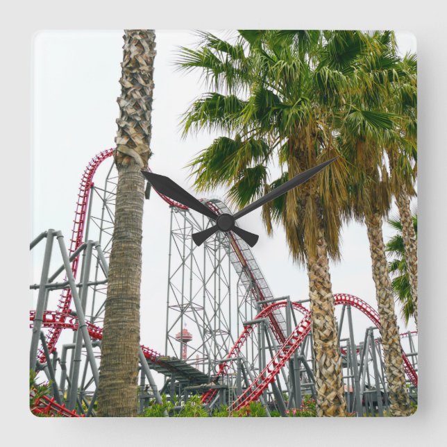 Six Flag Magic Mountain Square Wall Clock (Front)