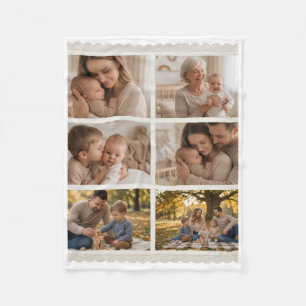 Six Frame Family Memories Photo Collage Fleece Bla Blanket