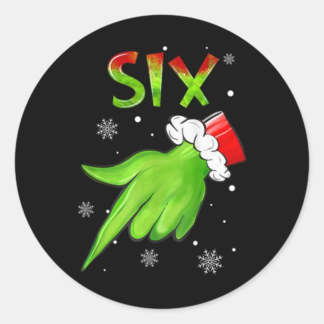 Six Funny Six Seven 6 7 Meme Santa Christmas Xmas  Classic Round Sticker (Front)