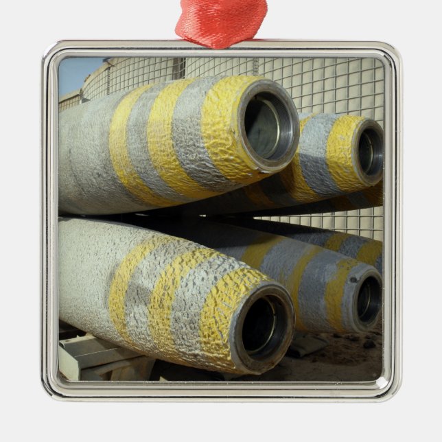 Six GBU-12 bombs sit in a rack Metal Tree Decoration (Front)