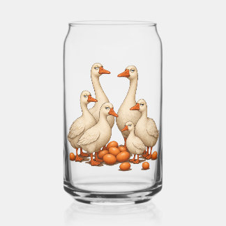 Six Geese A-Laying Cut-Out Stencil-Style 2 Can Glass