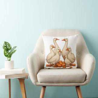 Six Geese A-Laying Cut-Out Stencil-Style 2 Cushion