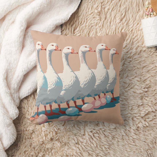 Six Geese A-Laying Cut-Out Stencil-Style 3 Cushion (Blanket)