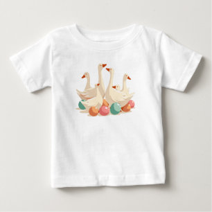Six Geese A-Laying Cut-Out Stencil-Style Baby T-Shirt
