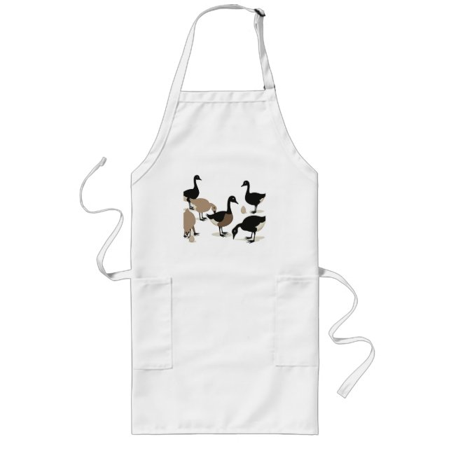 Six Geese A-Laying Mid-Century Retro Cut-Out 5 Long Apron (Front)